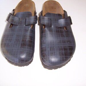 Birkenstock Papillion Gary and Black Leather Slip on Clog Sandal